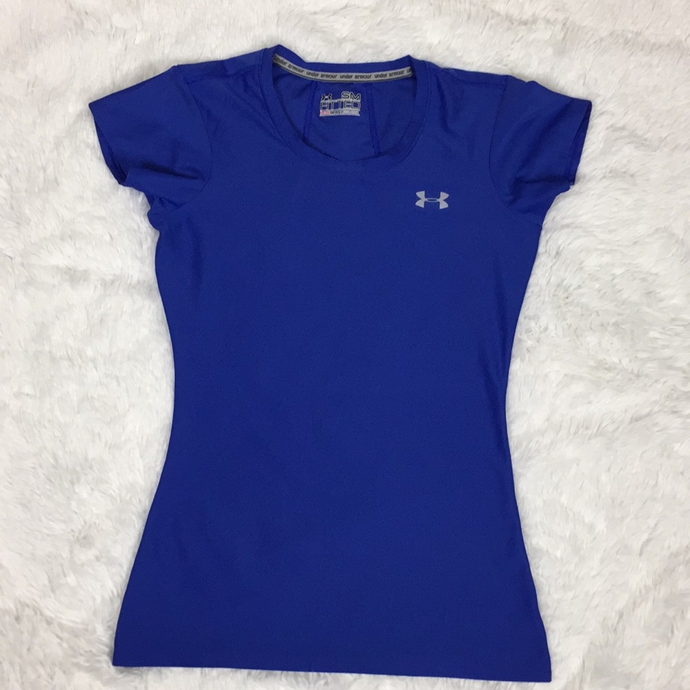 Under Armour Fitted Heatgear Blue T-Shirt Size S